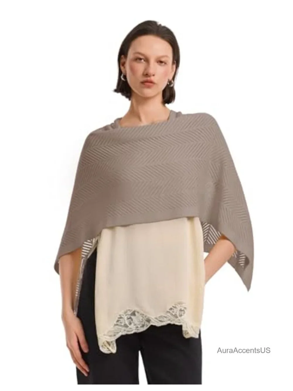 Crochet Poncho Sheer Cape Shawl Off Shoulder Lightweight Wrap Viscose Cotton